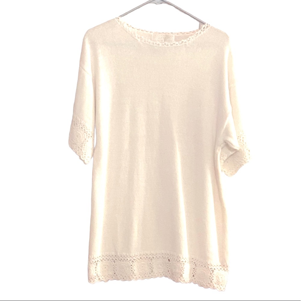 Maurada White Crochet Sweater Dress L